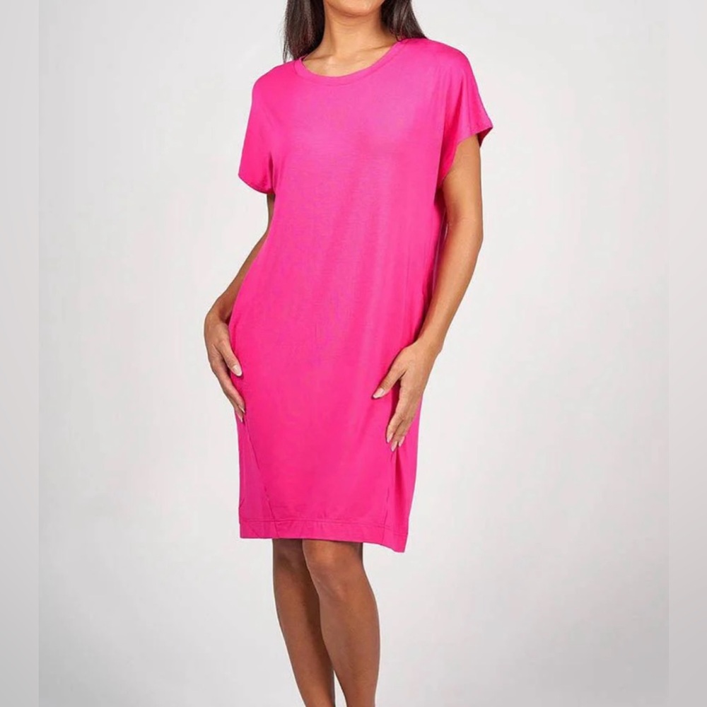 J. Jill Short Sleeve Knit T Shirt Dress Pink Size Medium